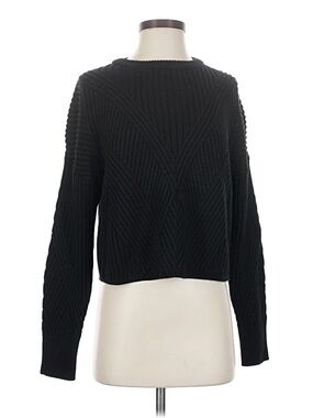 Express Black Ribbed Design Cropped Sweater
